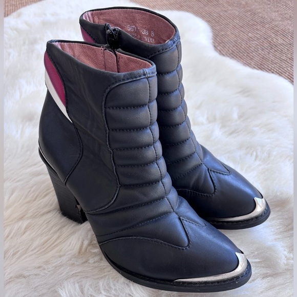 Jeffrey Campbell X Free People Danica Leather Black Zip Up Ankle Short Boot - Picture 3 of 16